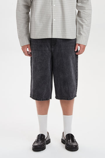 DXHarri Black Wide Fit Denim Shorts