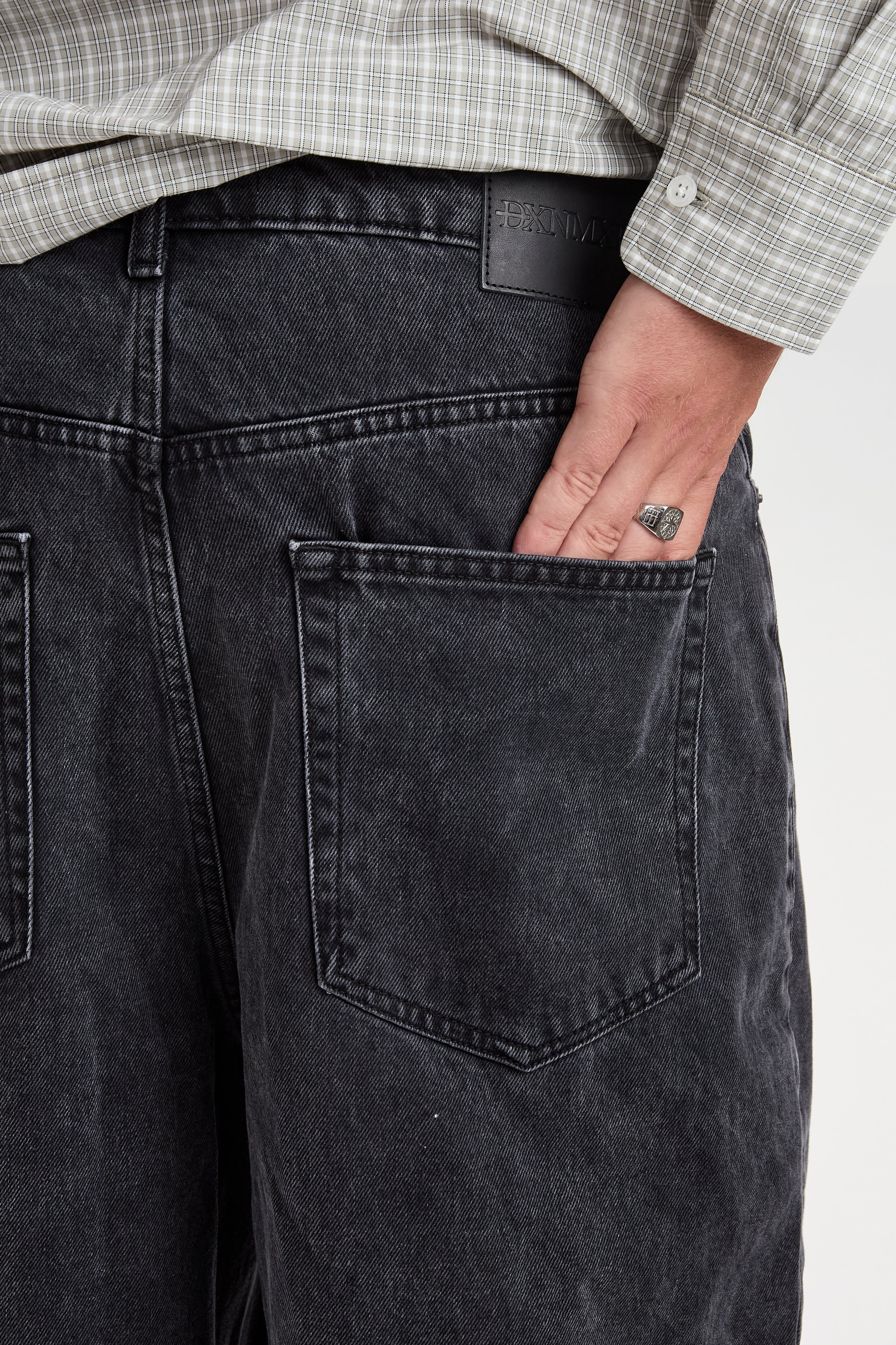 DXHarri Black Wide Fit Denim Shorts