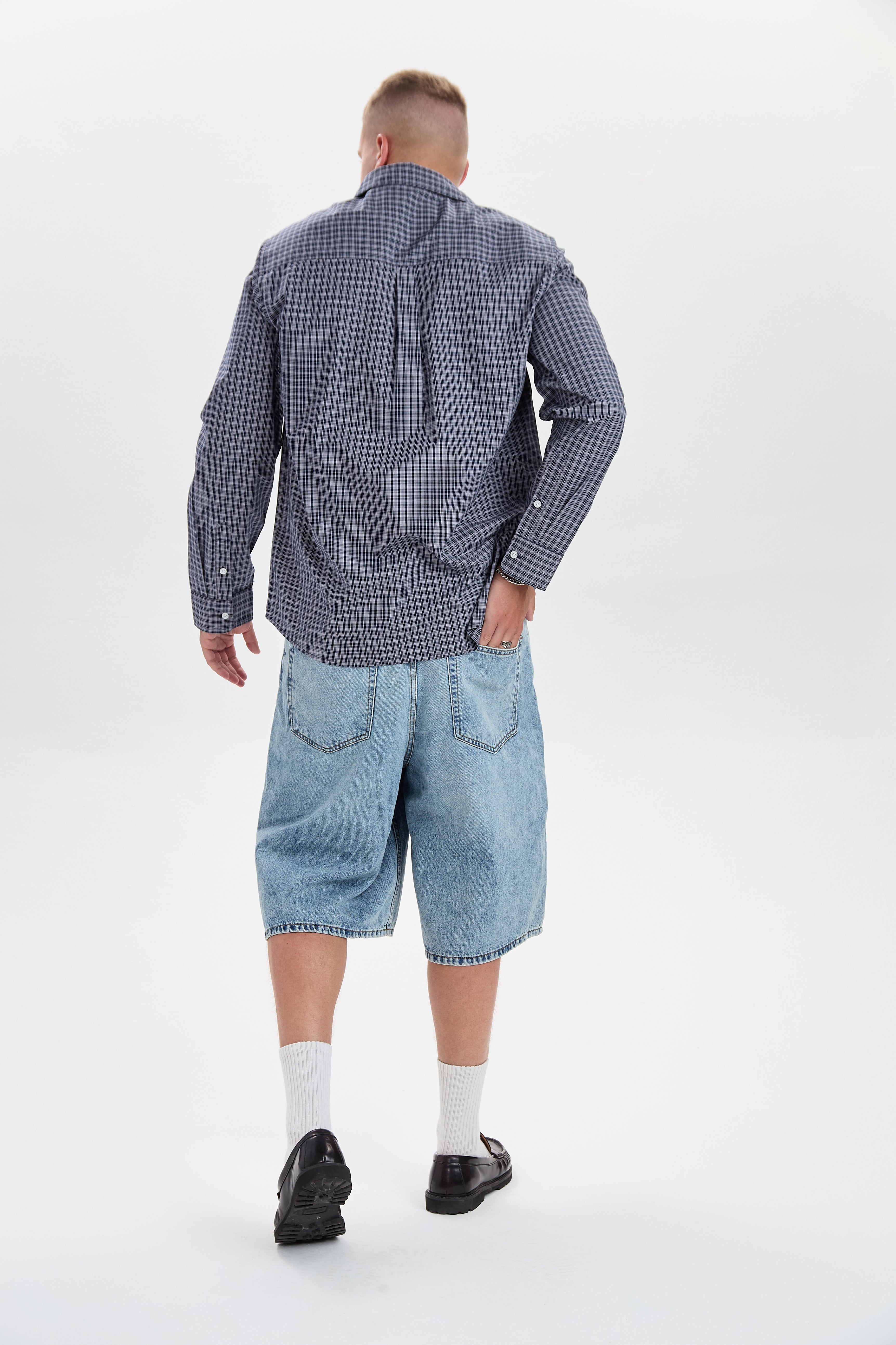 DXHarri Blue Wide Fit Denim Shorts 